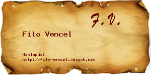 Filo Vencel névjegykártya